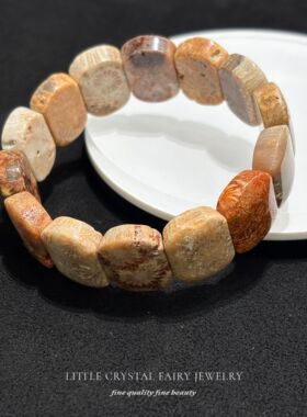 天然珊瑚玉菊花石手牌排手链可diy原创水晶流行礼物女生文艺饰品