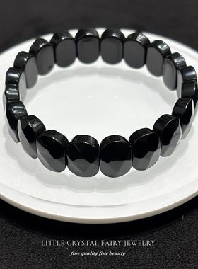 天然黑曜石手排牌手链可diy原创水晶饰品复古小众礼物外贸首饰