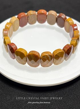 天然蛋黄石刻面手牌手链可diy原创水晶饰品复古外贸礼物外贸首饰