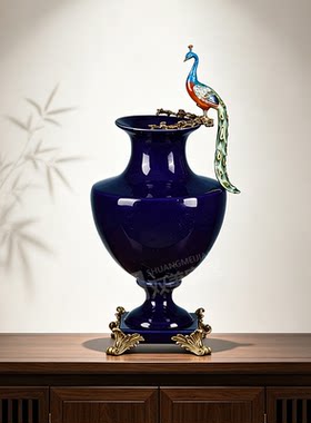 欧式轻奢孔雀陶瓷花瓶