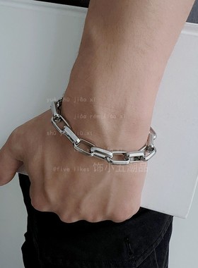 可调整钛钢方形古巴手链不掉色