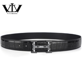 V.V.Brown原创真鳄鱼皮肚皮皮带男款 带 轻奢平滑扣打孔腰带真皮裤