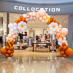 爱马橙色气球拱门开业周年庆升学店铺门口装饰商场氛围布置立柱