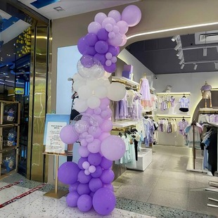 马卡龙紫色开业气球链拱门气球装饰周年庆典生日场景布置店铺门口