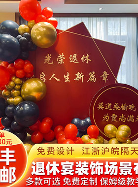 气球背景板退休纪念日场景布置