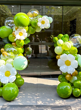 绿色开业气球拱门支架结婚开业装饰车行4S店路引店庆门口场景布置