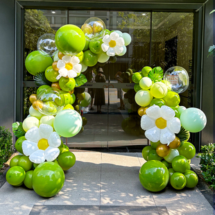 绿色开业气球拱门支架结婚开业装饰车行4S店路引店庆门口场景布置