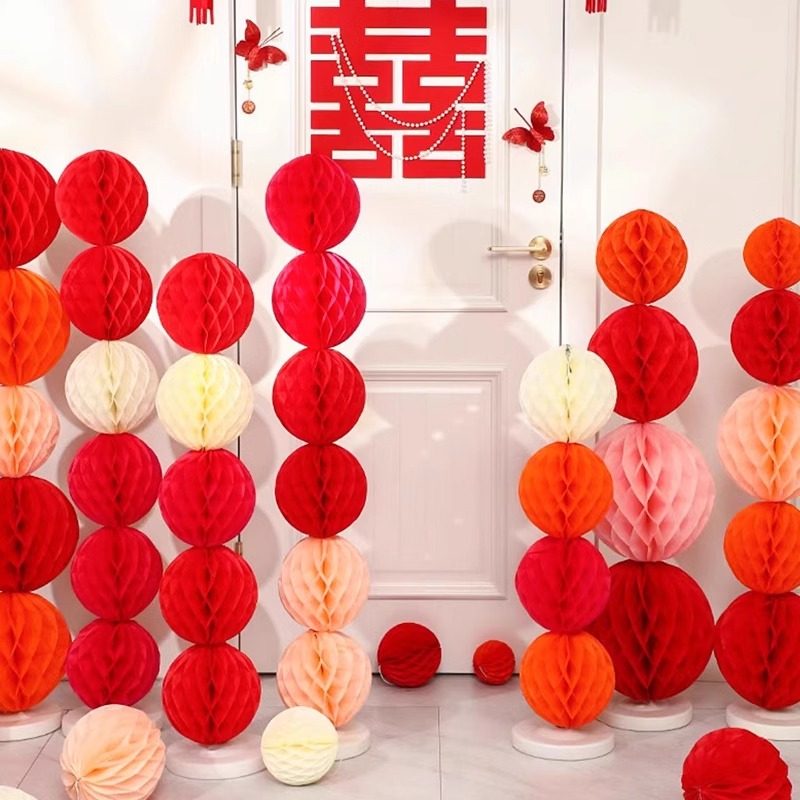 中式婚礼红色蜂窝球纸灯笼结婚房装饰立柱生日氛围拉花地飘布置,节庆用品/礼品,拉花,淘宝优惠券,粉丝福利购,淘宝优惠卷