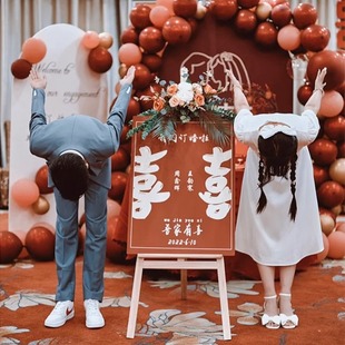 订婚宴迎宾牌结婚婚礼指示牌装饰用品布置背景水牌引导牌kt板定制
