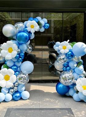 蓝色拱门气球开业周年庆典场景布置商场珠宝店4S店铺气氛装饰活动