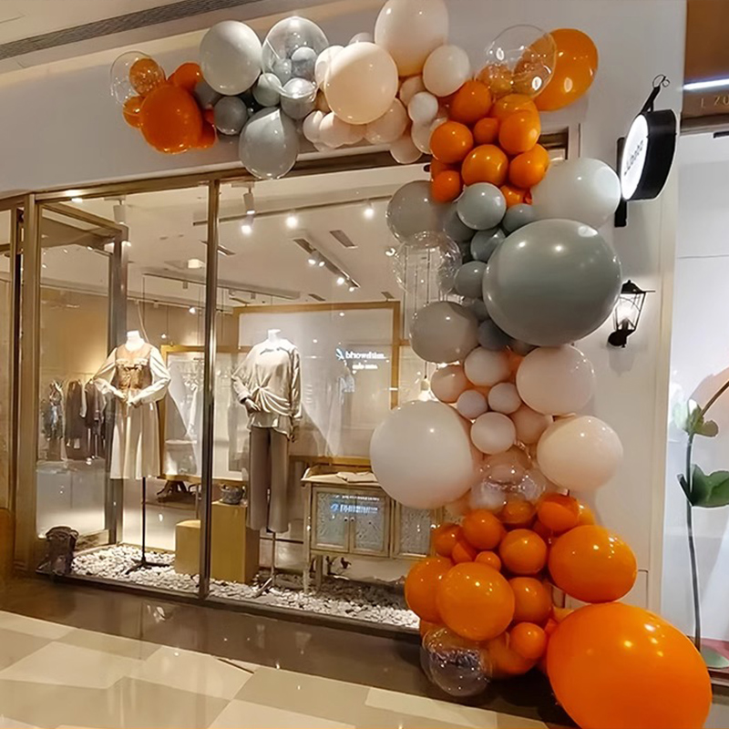 橙色气球链拱门氛围装饰店面开业周年马年会商场活动场景布置用品