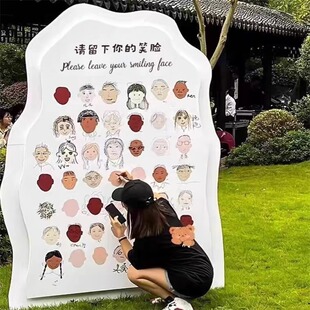 幼儿园毕业季典礼场景布置笑脸签名墙教室装饰创意签到KT板背景墙