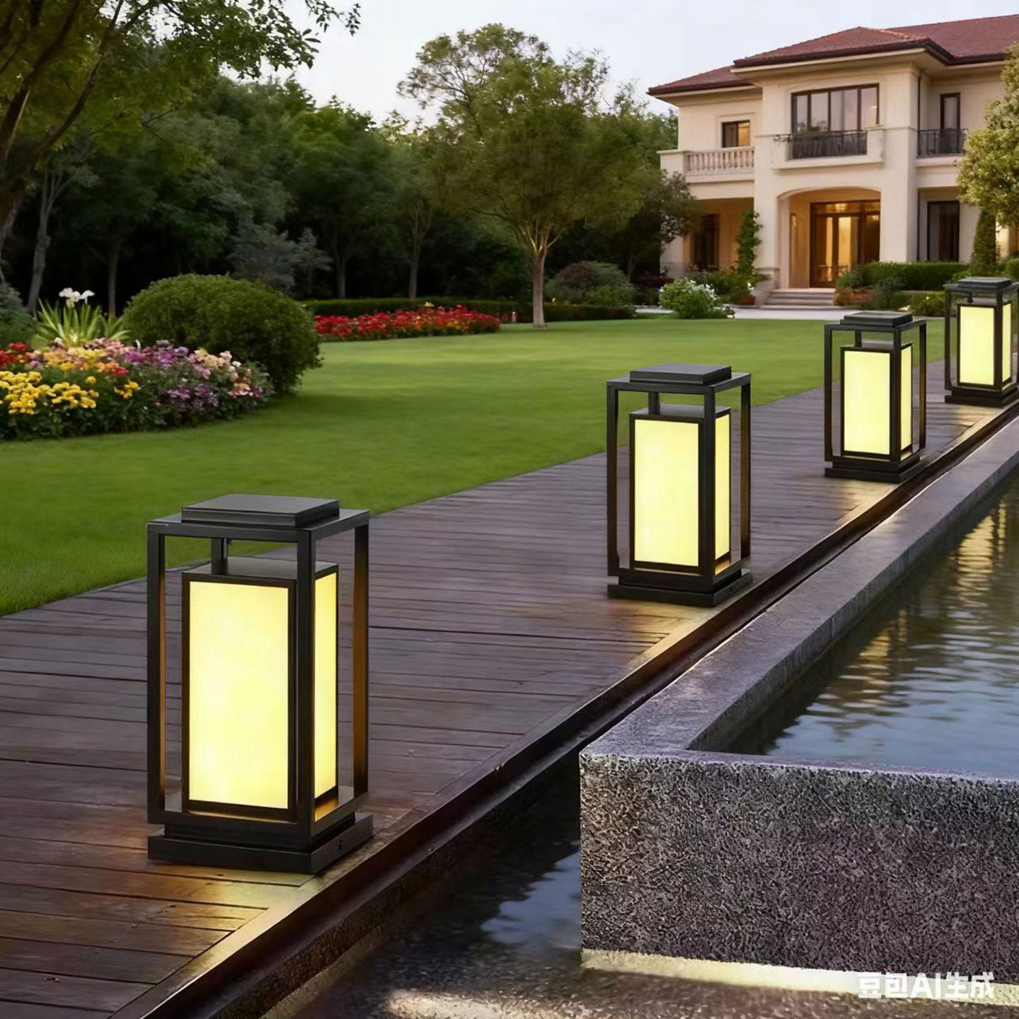 户外防水柱头灯庭院别墅花园照明灯具现代简约LED立柱灯