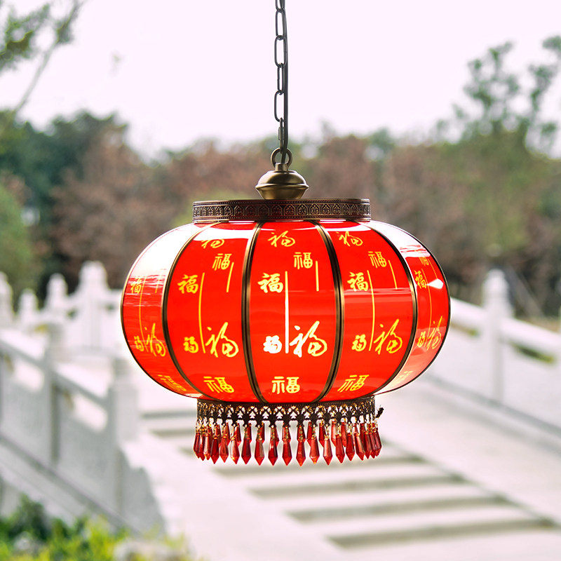中式全铜红灯笼吊灯室外防水喜庆酒店茶楼新房阳台庭院别墅大门灯