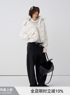 【云绒泡芙】BiLLconch提花针织泡芙格羽绒服连帽短款厚外套秋冬