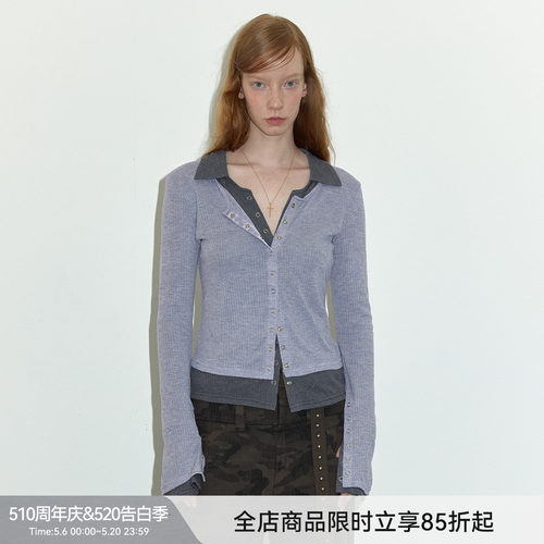 衬衫Berlinconch假两件双层按扣