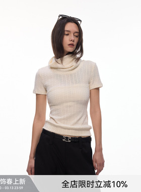 【温莎织忆】BiLLconch堆堆高领正肩短袖女修身显瘦t恤2026春夏