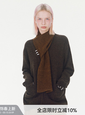 【自带围巾】Berlinconch双色围巾假两件复古高领毛衣废土风氛围