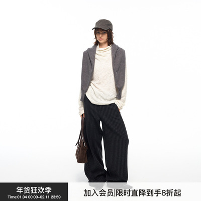 【绒感肌理】BiLLconch高领修身打底t恤内搭女堆堆领上衣2025秋冬