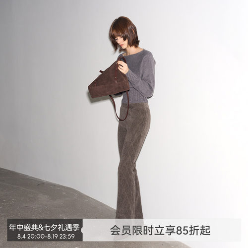 【纤绒微喇】BiLLconch复古针织加绒喇叭裤秋冬显瘦垂感休闲裤女
