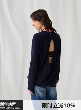 【流线镂空】BiLLconch后背透气长T夏季简约宽松圆领上衣