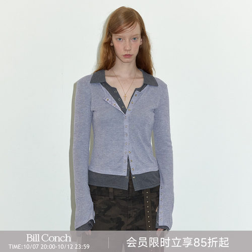 衬衫Berlinconch假两件双层按扣