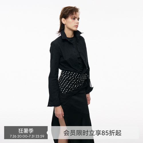 BiLLconch黑色可造型小衬衫