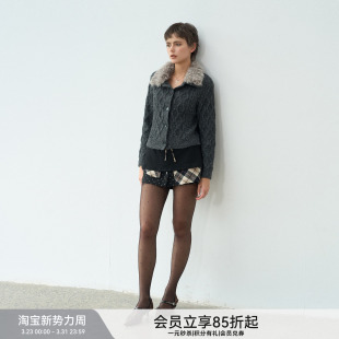 半裙套装 BiLLconch羊毛混纺短外套复古绞花毛衣 绒雪叙事