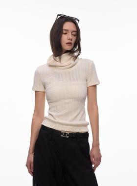 【温莎织忆】BiLLconch堆堆高领正肩短袖女修身显瘦t恤2026春夏