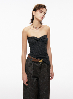 【碎花抹胸】BiLLconch黑色辣妹抹胸上衣夏季设计感修身吊带背心