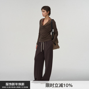 BiLLconch莫代尔棉混纺复古t恤重工刺绣设计拼接长袖 重工荡领