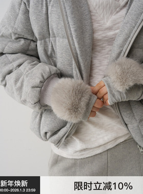 【初雪织绒】BiLLconch提花肌理毛毛装饰手套弹力保暖半指手套女