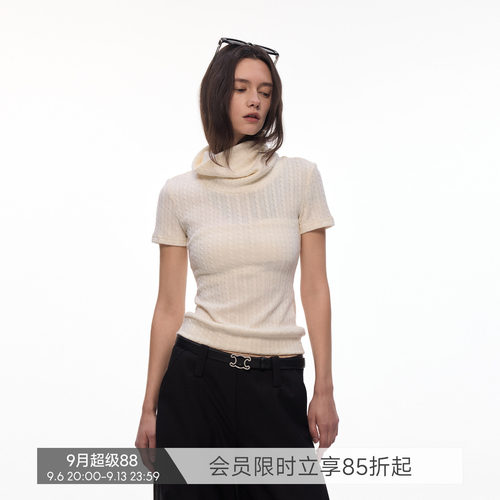【温莎织忆】BiLLconch堆堆高领正肩短袖女修身显瘦t恤2026春夏