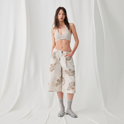 BiLLconch腰果花阔腿七分裤