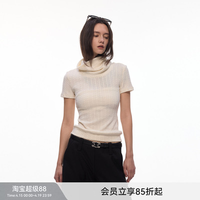 【温莎织忆】BiLLconch堆堆高领正肩短袖女修身显瘦t恤2026春夏