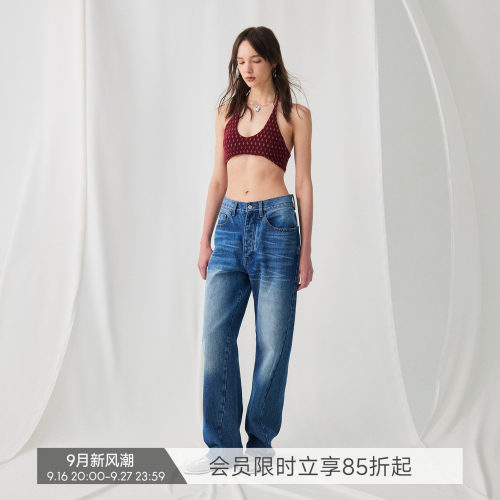 BiLLconch复古花形U领挂脖吊带