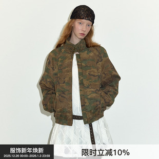 立领夹克重工外套女2024年秋冬 Berlinconch复古短款 迷彩工装