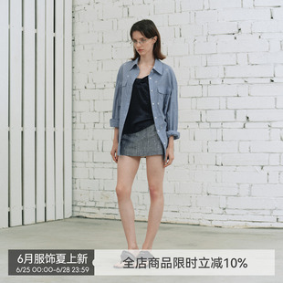 【锚定自由】BiLLconch蔚蓝船舵钉珠衬衫春夏蓝白格子防晒上衣