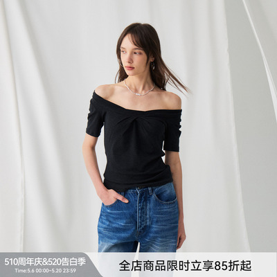 BiLLconch方领胸前褶一字T