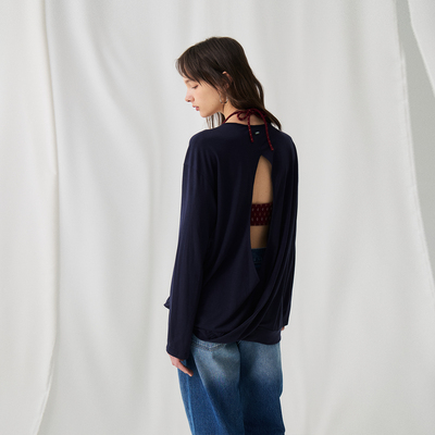 BiLLconch后背流线镂空长T