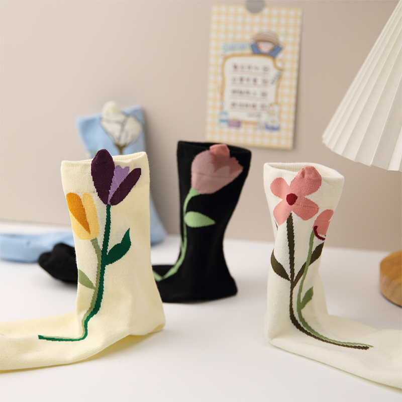 【4双装】春夏立体花花中筒~秒变小仙女