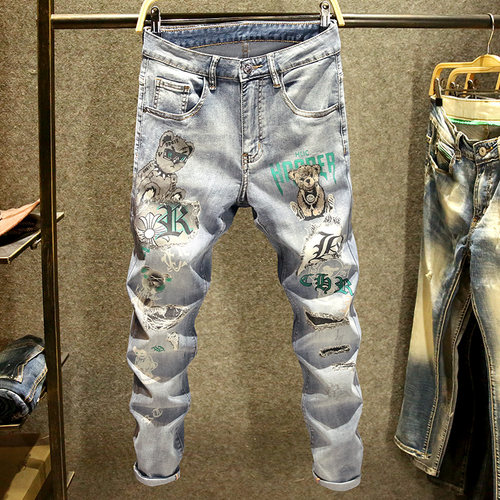 潮牌工装，宽松哈伦，时尚刺绣