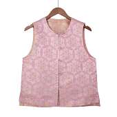 桑蚕丝中国风圆领日常女士复古宋锦直襟马甲 新中式 24160 佳若