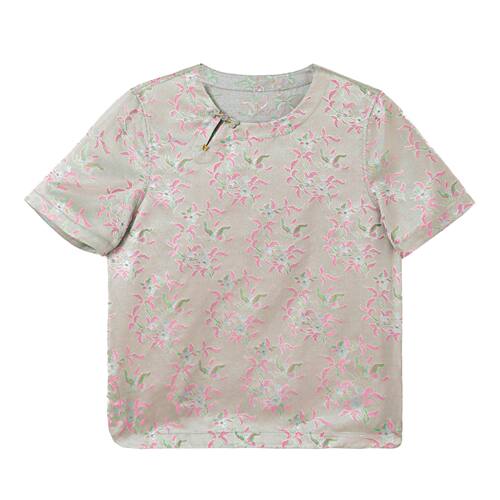 【晚棠】新中式桑蚕丝夏季宽松提花古风短袖百搭上衣女A512382
