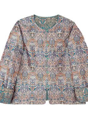 【羽恬】新中式桑蚕丝复古中国风时尚宽松气质外套女装F25300