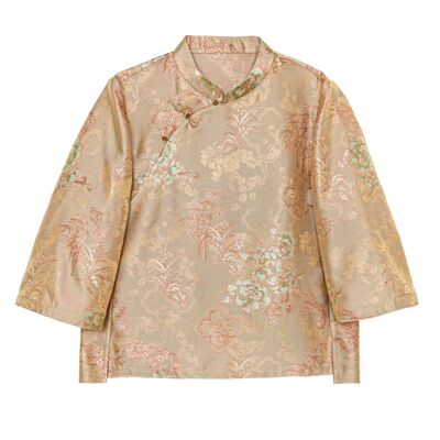 【晚凝】新中式桑蚕丝浮光罗立领上衣时尚中国风气质休闲C515188