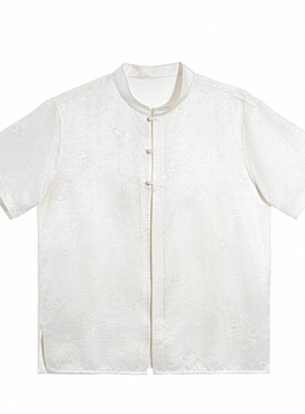 男士夏季 新中式圆领短袖桑蚕丝上衣T恤-D513028