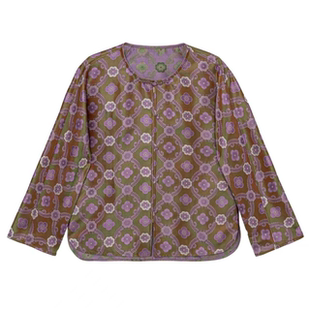 【妍诺】新中式蜀锦桑蚕丝圆领开衫长袖双面穿提花外套C515160