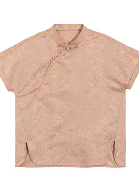 【蝶影】新中式桑蚕丝夏季提花透气宽松圆领短袖上衣女B517050