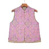 桑蚕丝提花中国风新中式 浮光 复古立领直襟马甲2412337